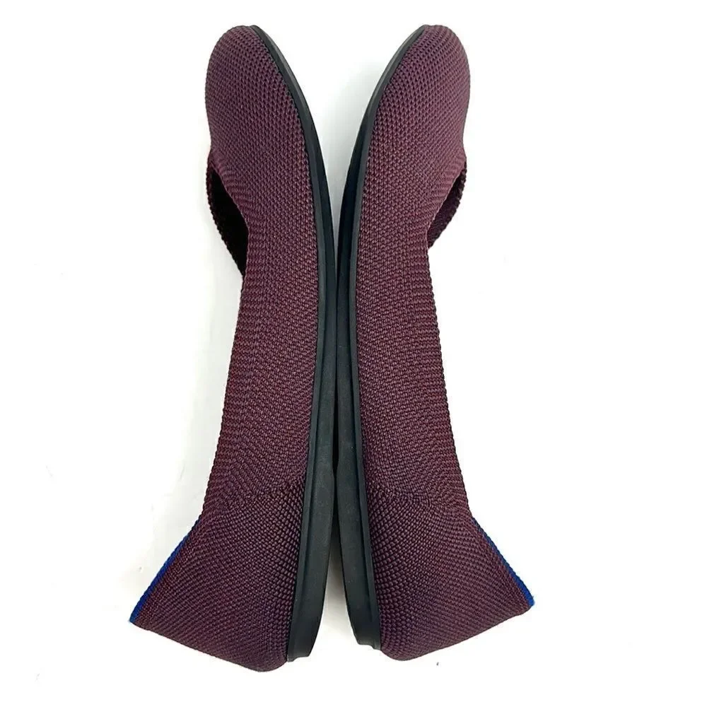 Rothy's The Flat Ballet Shoes Burgundy Round Toe Retired Color Size 6